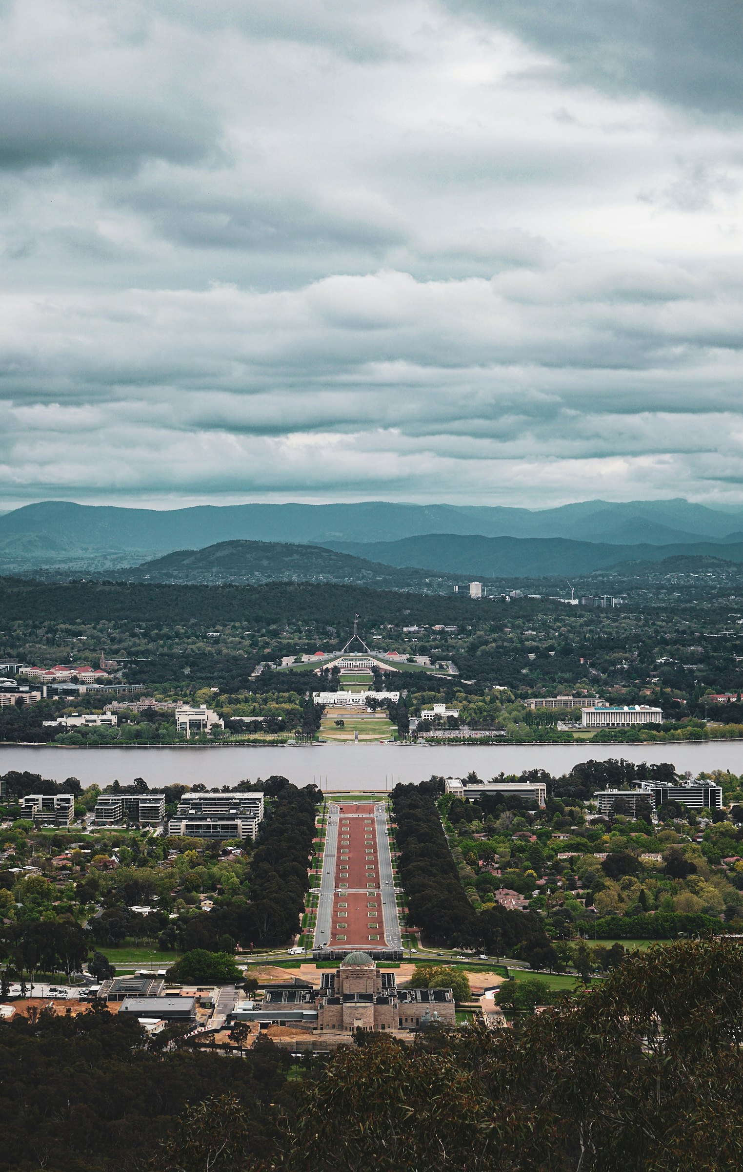 Anzac Parade and Parliament House from Mount Ainslie